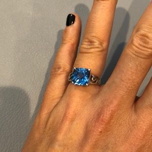 Silver and blue costume ring